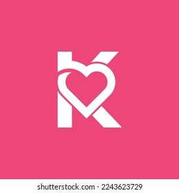 bold logo template heart love letter K