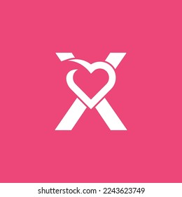 bold logo template heart love letter X