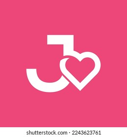 bold logo template heart love letter J