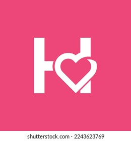 bold logo template heart love letter H