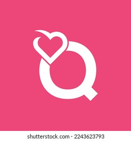 bold logo template heart love letter Q