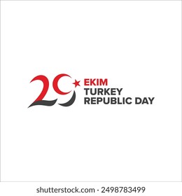 Bold logotype Turkey happy independence day 101th logo symbol icon flat stock vector design. October 29th Ekim. 29 Ekim Cumhuriyetimiz 101 yaşında. 29 de octubre 2024. Turkey republic day. 