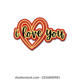 A bold I love you sticker set against a sleek black background symbolizing love and connection