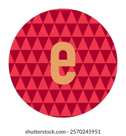 Bold lowercase letter e with vibrant red geometric triangle background for modern and creative branding.