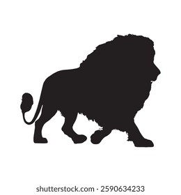 Bold and Majestic Lion Silhouette with Clean Design - Lion Vector - Lion Icon
