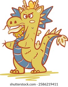 Bold and Majestic Yellow Cartoon Dragon Character