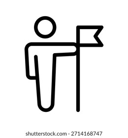 Conjunto de iconos de Bold Man Holding Flag para logros, marcaje de hitos, liderazgo y celebración
