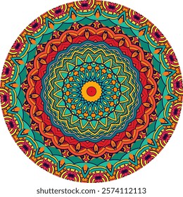 Bold Mandala Artwork Highlighting Warm Hues and Nature-Inspired Designs