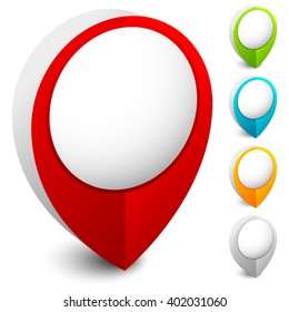 Bold map marker, map pin icons w/ empty circle