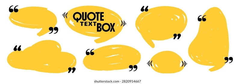 Bold marker shapes and speech bubbles frame every quote. Callout box and title sentence tell a story. Text flows inside each frame and marker text fills the quote.
