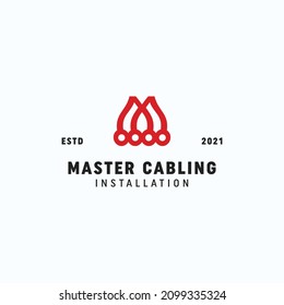 bold master cabling installation logo business vector design template. modern mater cabling logo concept vector design illustration with simple, and bold styles isolated on white background. 