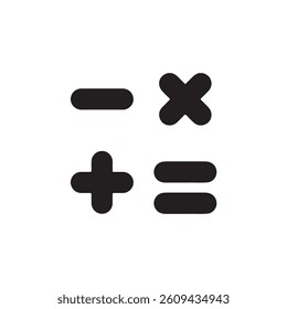 Bold math symbols icon set in black vector