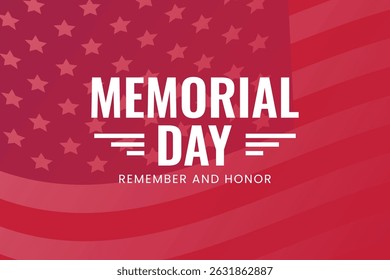 Bold Memorial Day typography with red background and stars.