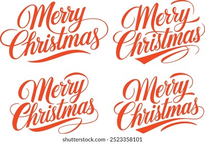 Bold Merry Christmas Typography Silhouette Vector