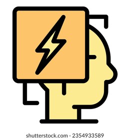 Bold in mind icon outline vector. Energy health. Body balance color flat