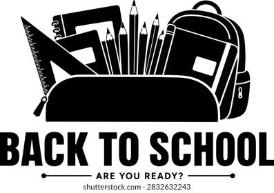 Bold and minimal Back To School typography design featuring oversized black lettering with a simple educational pencil and stationery-inspired silhouette element on a clean white background. The high-contrast composition is suitable for school reopening campaigns, educational posters, classroom decorations, student welcome graphics, academic events, banners, social media content, and contemporary education-themed projects.

#BackToSchool #Education #School #Typography #Silhouette #Pencil #EducationalDesign #SchoolPoster #Classroom #Students #Learning #MinimalDesign