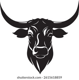 A bold and minimal black bull silhouette design set against a clean white background.