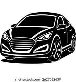 Bold minimalist black car stands out with its clean silhouette against a white backdrop, highlighting its contours and modern appeal in a striking design.