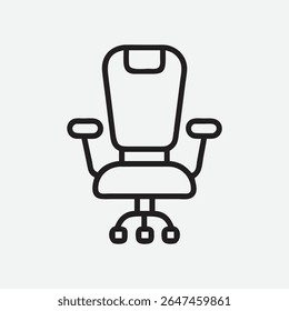 Ícone da cadeira do capitão negrito e minimalista em estilo de arte linha elegante