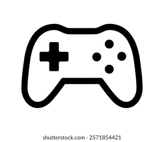 Bold, minimalist gamepad icon. Perfect for app design, websites, or gamingrelated projects.  Clean lines, high contrast, easily scalable vector graphic.