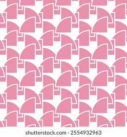 A bold, minimalist geometric pattern featuring overlapping pink shapes. The irregular design creates a dynamic and modern aesthetic.