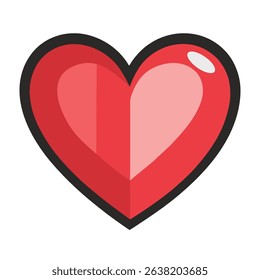 A bold, minimalist heart icon in vibrant red and pink tones, designed in a pop art style. Ideal for use in digital designs, branding, and more.
