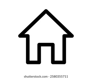 Bold, minimalist house icon. Perfect for websites, apps, and presentations needing a simple home symbol.  Clean lines and high contrast ensure readability.