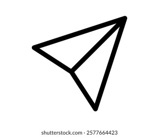 Bold, minimalist icon of a paper airplane.  Perfect for websites, apps, and presentations needing a clean, modern design representing sending, travel, or communication.