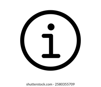 Bold, minimalist information icon.  Perfect for websites, apps, and UI design needing a clear, concise symbol for help, support, or FAQs.