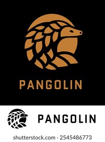 A bold, minimalist logo design featuring a stylized pangolin with unique scales
