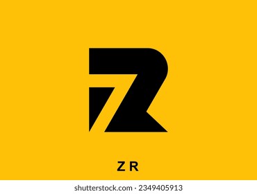 Bold and minimalist logo letter Z R with right arrow symbol neatly packed in negative space area