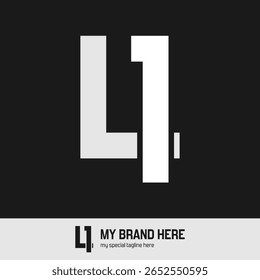 Logotipo monográfico minimalista arrojado apresentando o número 41 em um estilo de design geométrico, ideal para marca, identidade tecnológica ou uso empresarial moderno. Arquivo vetorial totalmente editável.