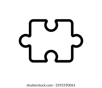 Bold, minimalist puzzle piece icon. Perfect for websites, apps, presentations needing a connection, solution, or teamwork theme.  Clean lines, high contrast, easily scalable for various sizes.