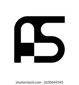 Bold Minimalist AS or SA Monogram Logo in Black
