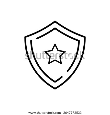 Bold minimalist shield with a star, symbolizing protection, quality, or achievement.