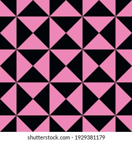 Bold minimalistic seamless checkered pattern. Repeating pink geometric triangles. Abstract vector background design.