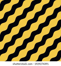 Bold minimalistic seamless pattern. Repeating geometric yellow wavy lines. Abstract vector background design.