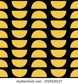 Bold minimalistic seamless pattern. Repeating geometric yellow semicircular elements. Abstract vector background design.