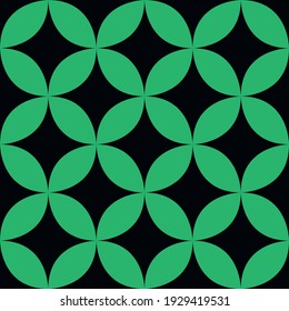 Bold minimalistic seamless pattern. Repeating geometric overlapping circles. Abstract vector background design with green shapes.