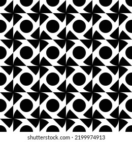 Bold minimalistic seamless pattern. Repeating geometric overlapping circles. Abstract vector background design with black shapes. half circle quarter. repeatable illustration for print texture
