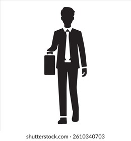 A bold and minimalistic vector illustration featuring the silhouette of a man. Designed in a clean, modern style, this silhouette captures the strong outline and posture of a male figure.