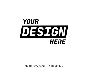 Bold mockup badge featuring your design here for customizable branding. ideal for logos or templates.