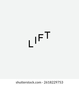 Bold moder letter Lift word  logo design vector WITH LIFT ICON
