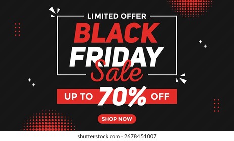 Design de fundo ousado e moderno Black Friday em tons vermelhos e pretos perfeito para banners de venda, panfletos e anúncios digitais.