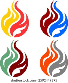 A bold and modern flame logo with dual colors, symbolizing energy, passion, and warmth. Perfect for branding, digital use, and corporate identity