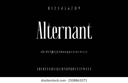 Bold modern font.Serif Font. Typical Italic Capital letters Smaller Urban typographic alphabet fonts for digital, fashion, sports, entertainment, technology, logo design, and vector illustration