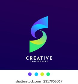 BOLD MODERN GRADIENT COLOR LETTER S LOGO DESIGN TEMPLATE