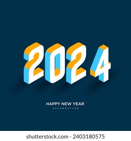 Bold and Modern Isometric Happy New Year Card for 2024