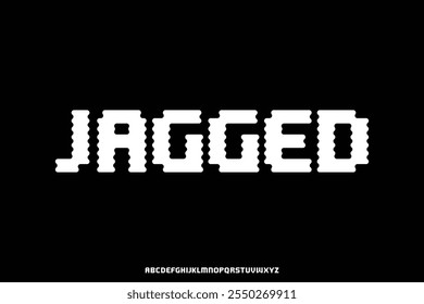 Bold modern jagged sans serif alphabet display font vector illustration