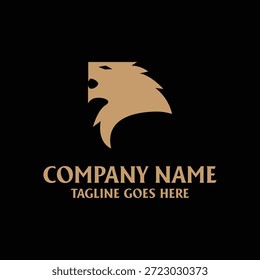 Fett, Modern Lion Head Logo in Gold und Schwarz